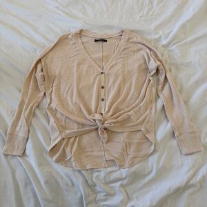 Tie Front Button Long Sleeve